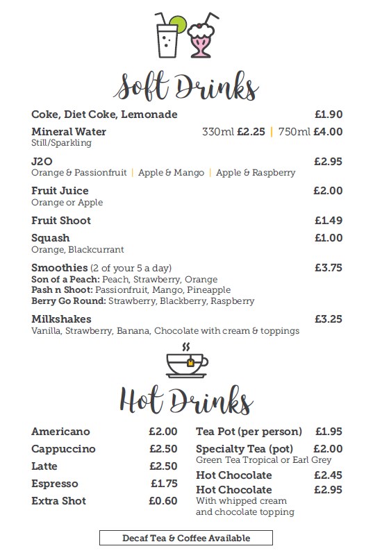 Drinks Menu Chip Wick Worthing